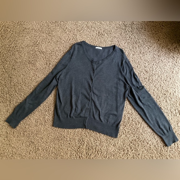 Gray/Grey Button Down Long Sleeved Light Cardigan Sweater, Women’s XL - Picture 1 of 8